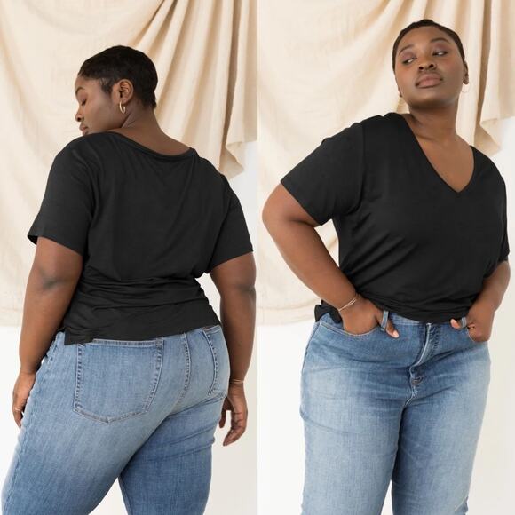 ABLE Meghan Drapey V-Neck shirt Green Balsam - Picture 8 of 8